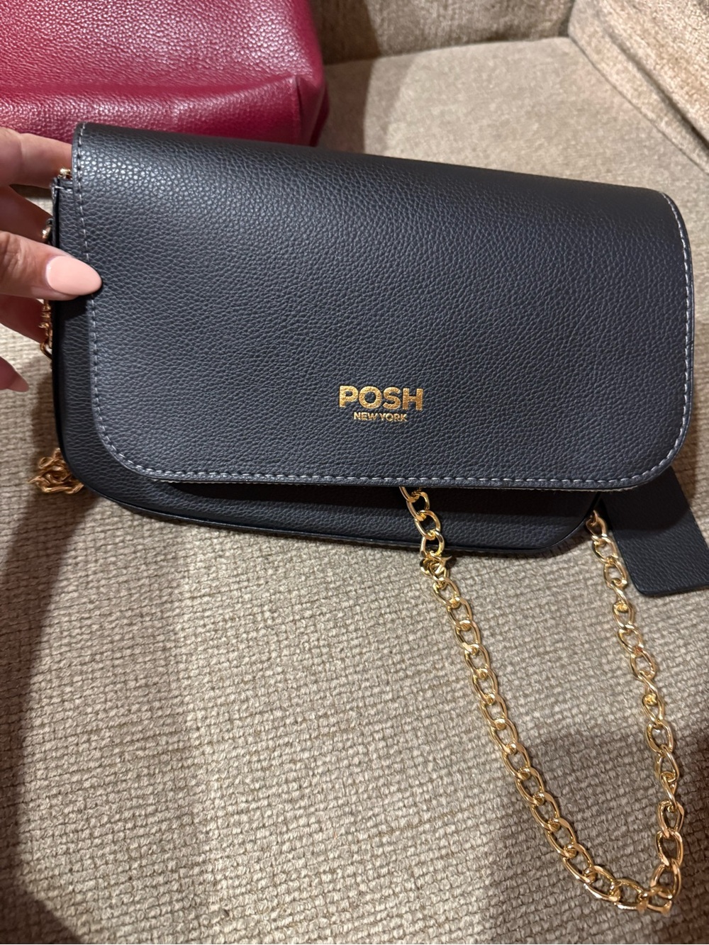Posh Black Crossbody with Gold Chain